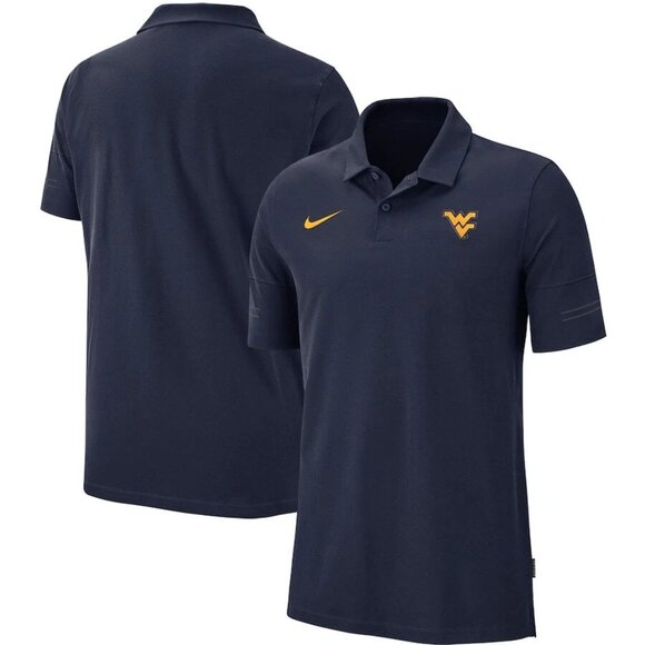 Nike West Virginia Mountaineers Coaches Performance Polo Size Small Blue Gold - Picture 3 of 8